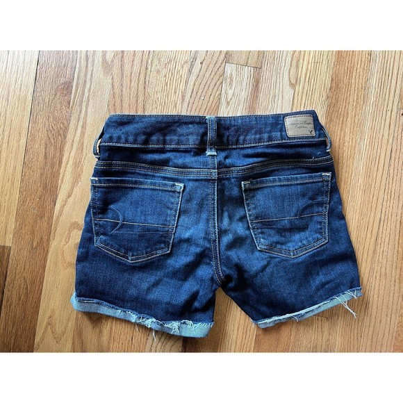 American Eagle Outfitters Stretch Womens Cuffed Jean Shorts Blue Size 2 - Picture 2 of 4